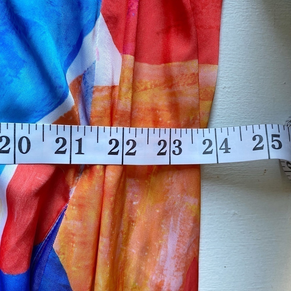 Nicole Miller Watercolor Mixed Print Satin Maxi Dress Pink Blue Plus Size 2X - Picture 11 of 16